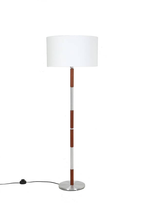 Big mid-century floor lamp / teak / aluminum / Danish modern design / 1960s / 1970s
