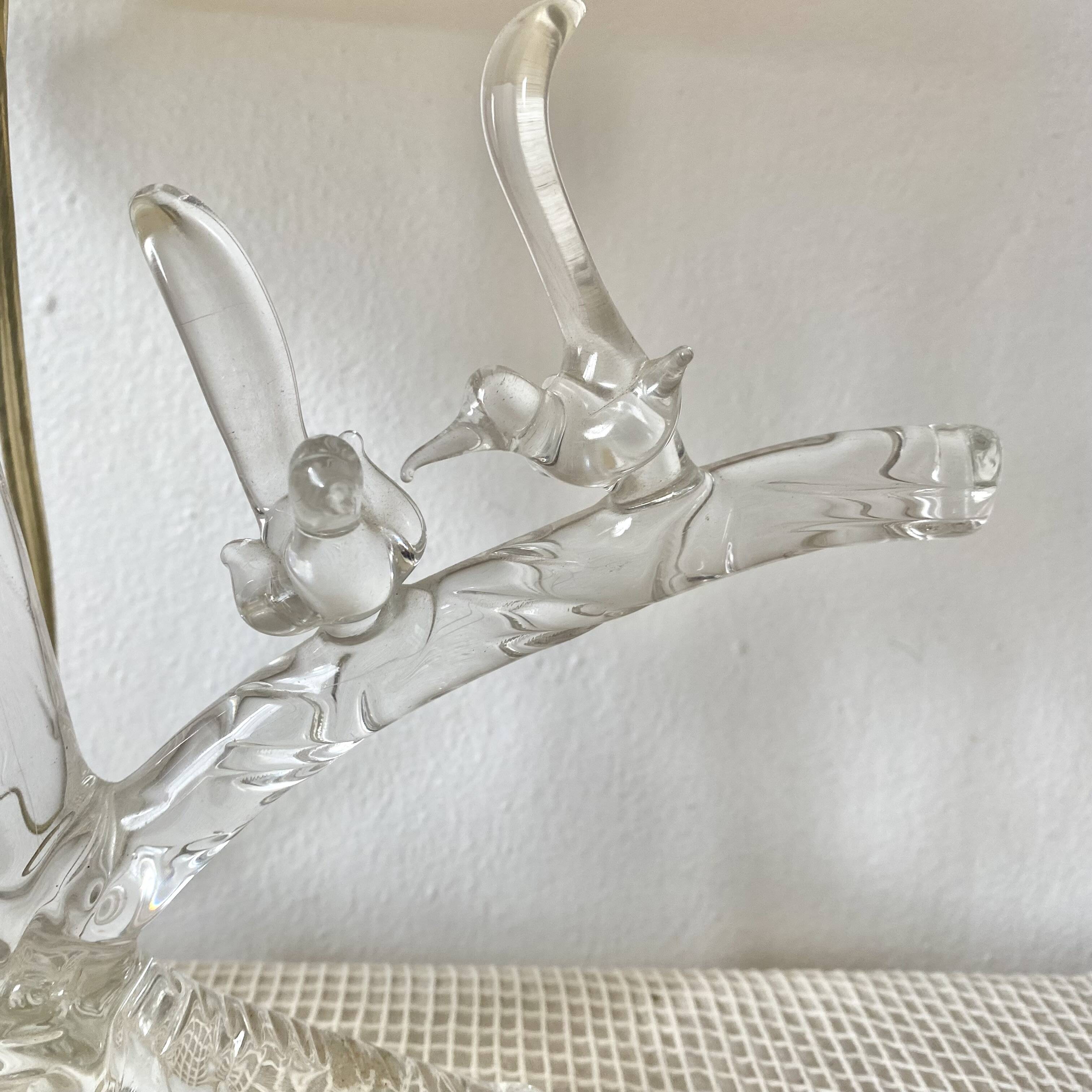 Lamp with crystal base, branch and birds motif, 1960s