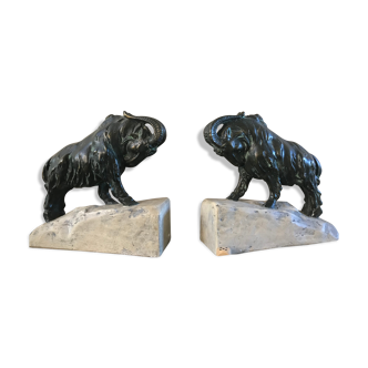 Pair of bronze patinated bookends