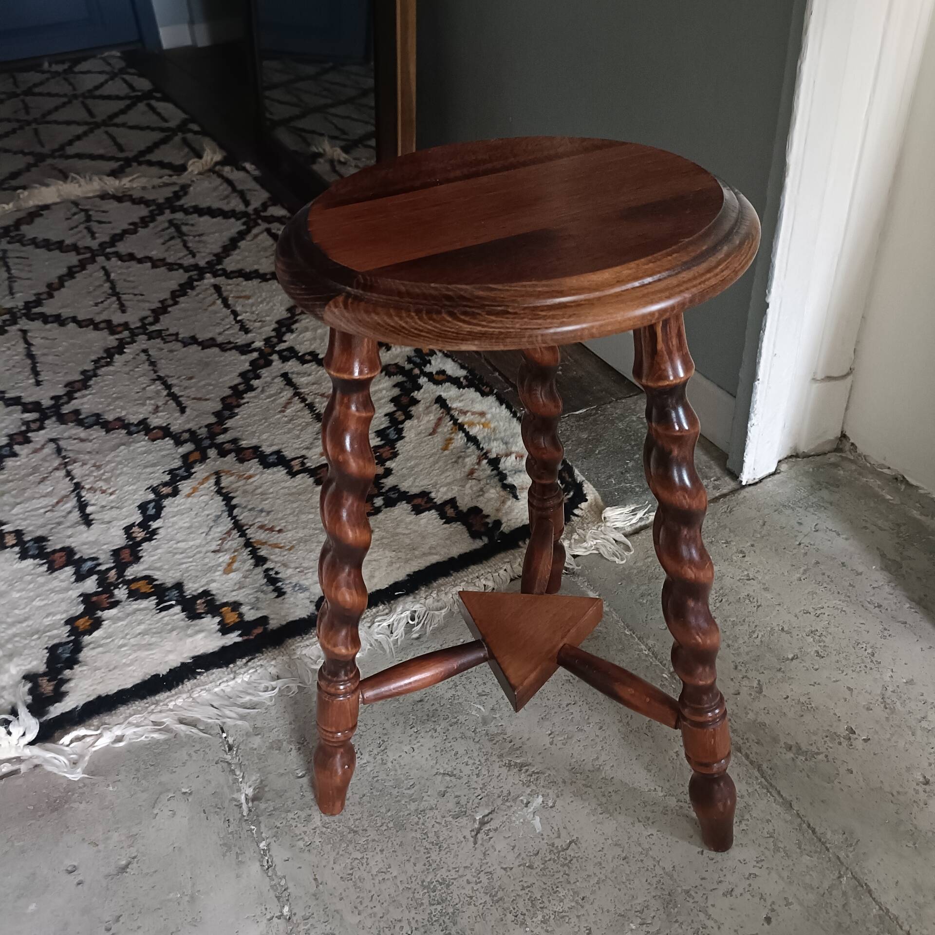 Tripod stool with turned legs