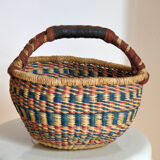 Vintage basket with leather handle