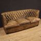 Grand canapé anglais Chesterfield en cuir des années 20