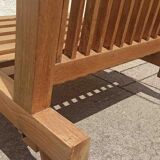 Pair of heaters 60s solid teak two-tone cushions