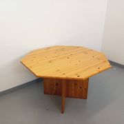 Table à manger octogonale vintage des années 80 en pin avec rallonge