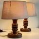 Pair of vintage wooden lamps