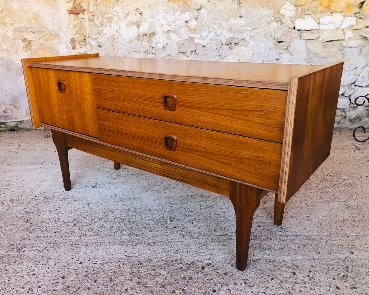 Teak bass row, Scandinavian style circa 60