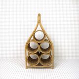 Bottle rack in wicker and rattan