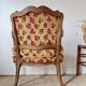 Antique cabriolet armchair in floral velvet – Louis XV style / Retro chic