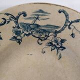 Old serving dish floral and maritime decoration