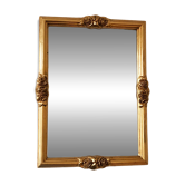 Vintage rectangular giltwood bevelled mirror with rose accents