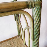 Bamboo shelf & green rattan