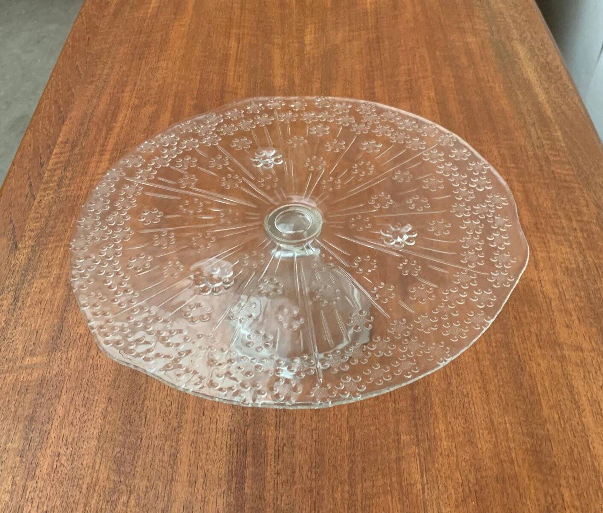 Plateau à gâteau en verre scandinave vintage