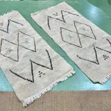 Pair of handmade Moroccan wool rugs - 1m45 x 68cm.