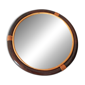Miroir rond en bambou