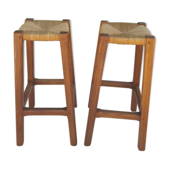 Pair of oak bar stools