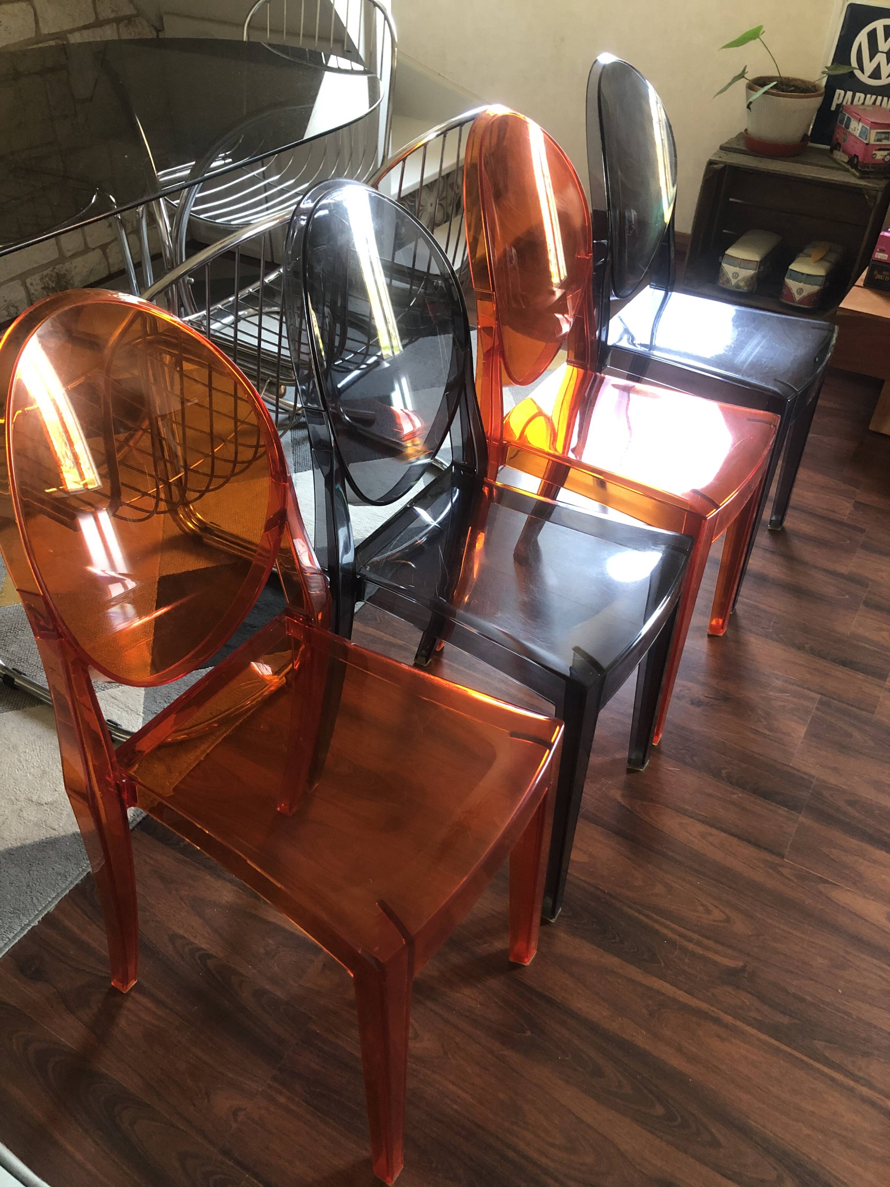 Lot of 4 Philippe Starck Victoria Ghost chairs.