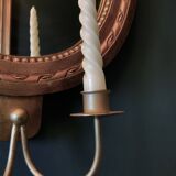 Vintage Swedish Rococo Style Wall Mirror in Gold frame with 2 candle sticks 50s