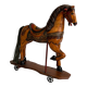 Antique painted wooden rocking horse – Large decorative model on wheels