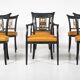 Set of 2 Black and Gold Armchairs and 4 Chairs, Empire style