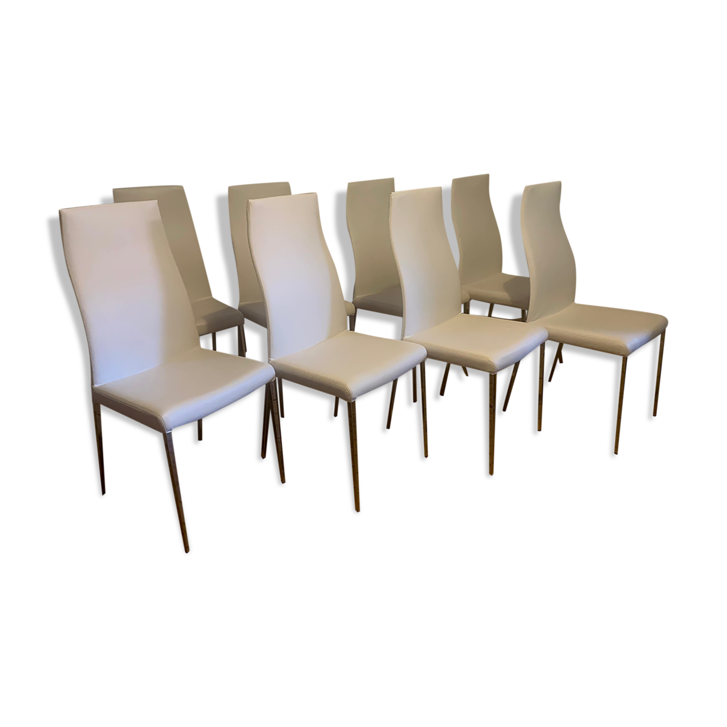 Set of 8 chairs design Cattelan leather and chrome