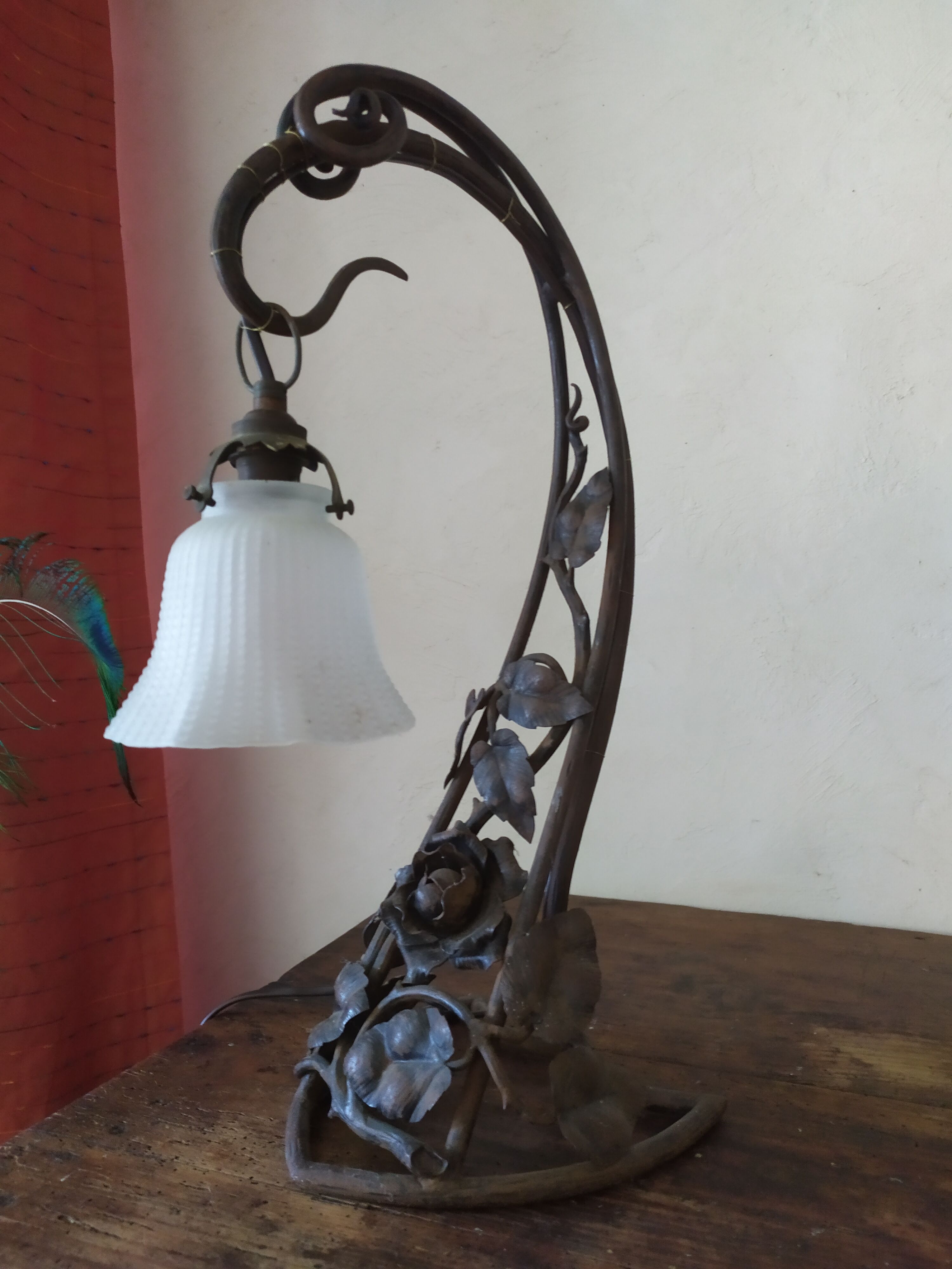 Art Nouveau wrought iron lamp