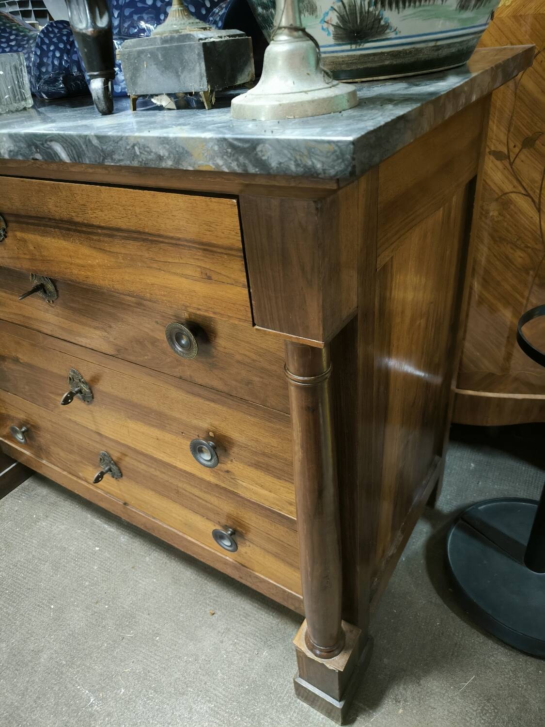 Empire period walnut chest of drawers