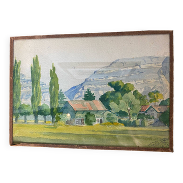 Old watercolor Savoyard landscape