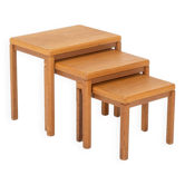 Vintage oak nesting tables by Van Den Berghe Pauvers, 1970s, set of 3