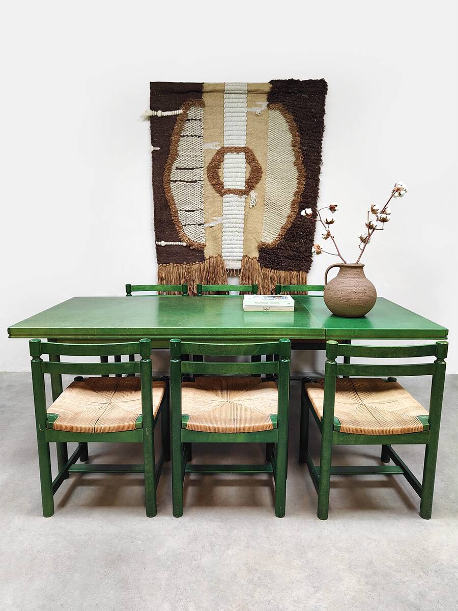 Vintage wooden dining set table & chairs Asko