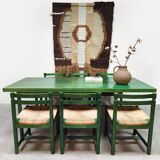 Vintage wooden dining set table & chairs Asko