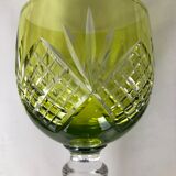 6 colored wine glasses in cut crystal from Saint Louis