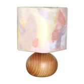 Blond wood lamp, pastel lampshade, 80s