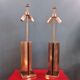 Large pair of 70s gold metal table lamps