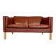 Vintage Danish mid-century Mogens Hansen 2 person cognac leather sofa