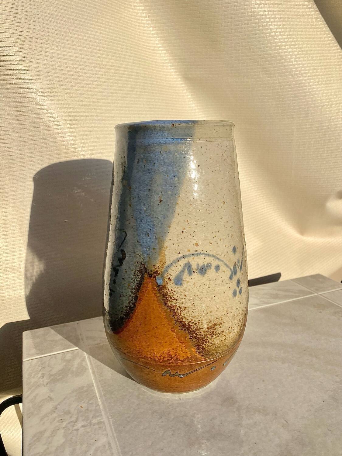Vintage 60s stoneware vase signed