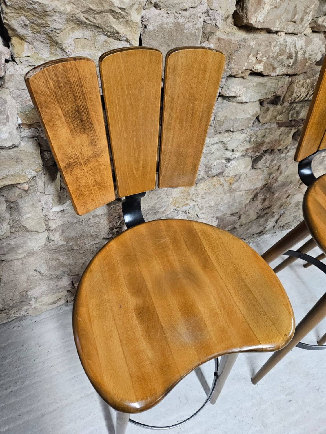 Lot de 3 tabourets de bar 1970 vintage