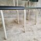 Set of vintage chairs stacking chairs green bakelite