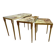 Set of 3 vintage nesting tables in onyx and gold metal from the 1970s.