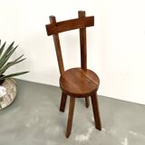 Brutalist chair in solid oak, 1900