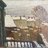 Tableau HST "Toits enneigés" par Marcel GAULT (1899-1989) peintre Franc-Comtois