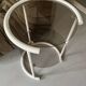 Tubular space age serving table in white metal and pink smoked glass, 1970s design