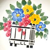 10 assiettes creuses en faïence HB Creil Montereau modèle "Fleuri"