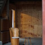 Fauteuil Brutaliste en Tronc en Pin Massif & Bouclé, Moderne du Milieu du Siècle Suédois, Années 1970