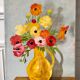 Tableau huile sur toile bouquet de fleurs vintage