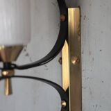 Vintage brass and iron wall light from the 1960s, Arlus.