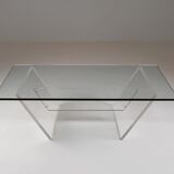 Plexiglas and glass coffee table "Les invisibles du marais", France 1980s