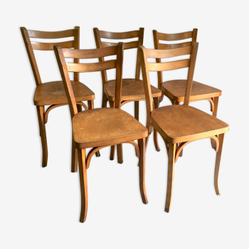 Lot de 5 chaises bistrot Baumann mid XXème