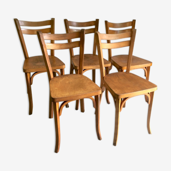 Lot of 5 chairs bistro Baumann - mid. 20th