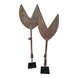 Pair of hay cutters on stands