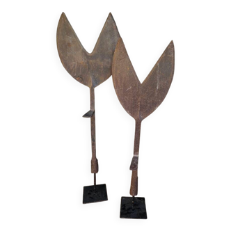 Pair of hay cutters on stands